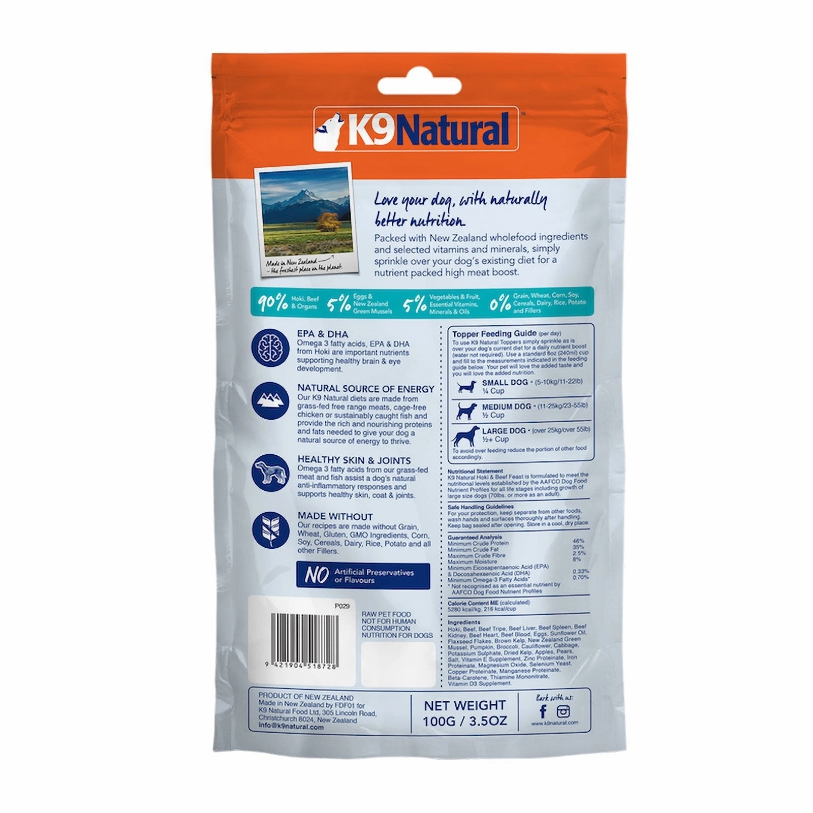 K9 Natural Dog Food Beef & Hoki