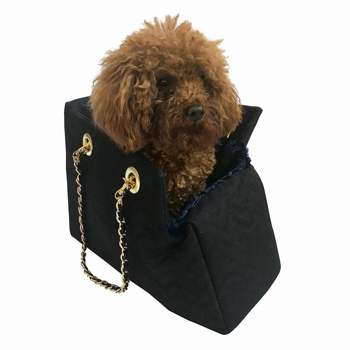 Kate Quilted Dog Carrier Black Patent