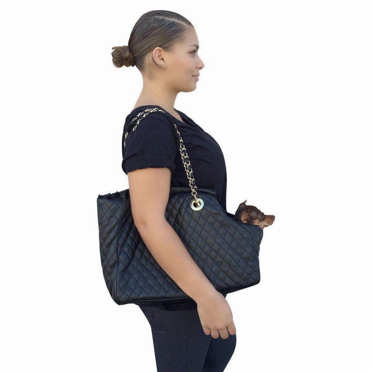 Kate Quilted Dog Carrier Black