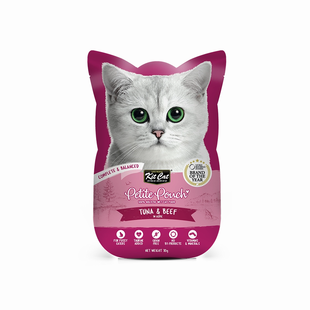 KitCat Cat Petite Pouch Complete & Balanced - Tuna & Beef in Aspic 70g