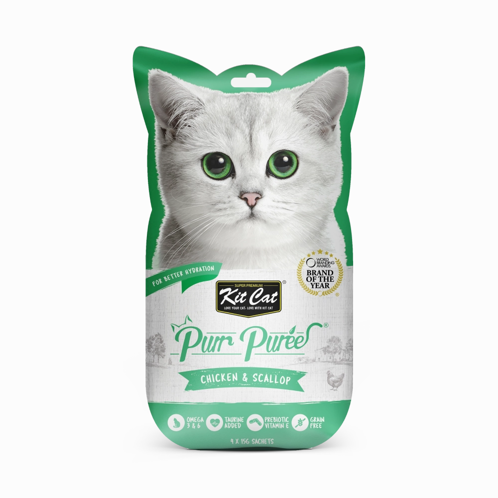 KitCat Purr Puree Chicken & Scallop 60g (4 x 15g)