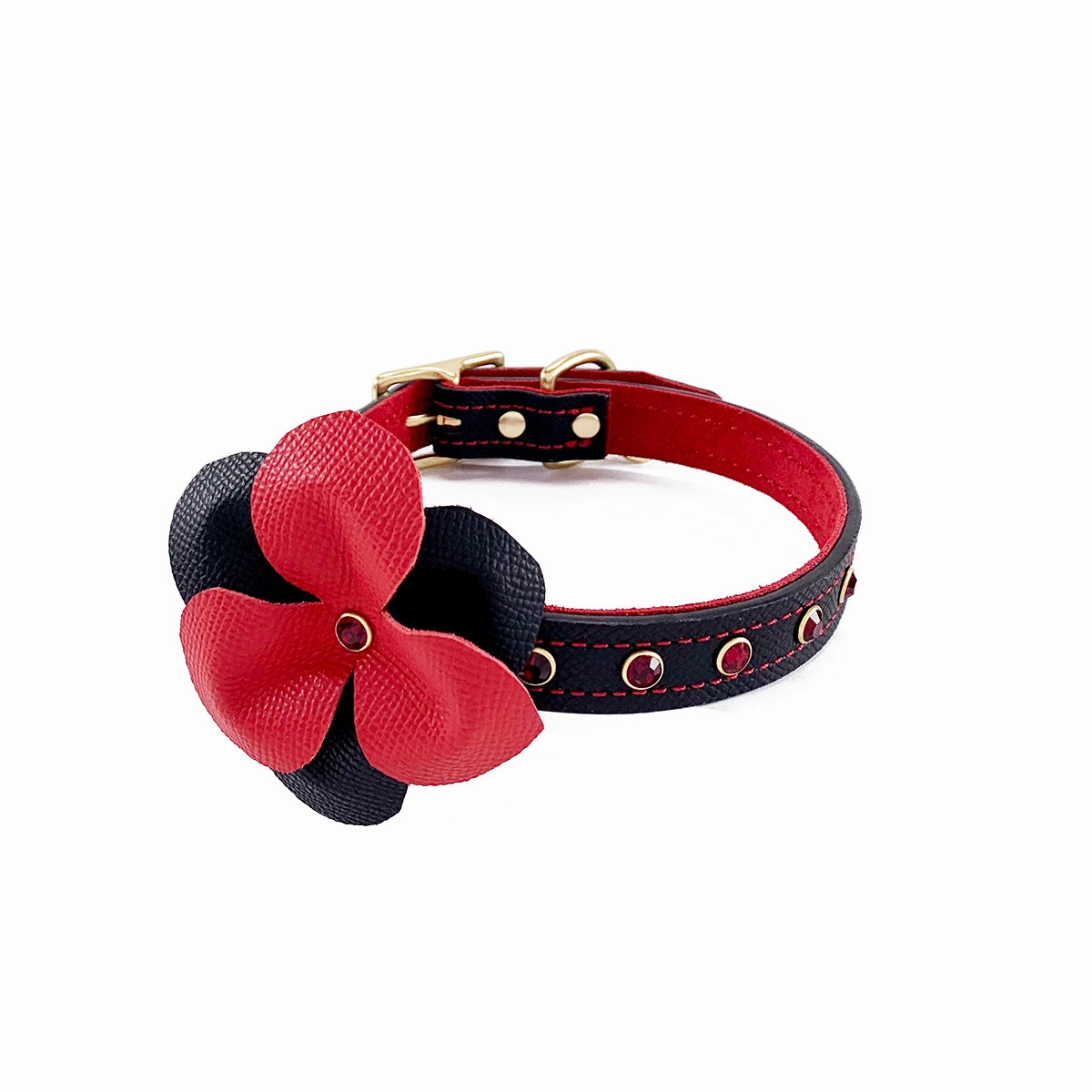 Lambert Classic Combo Rhinestone Leather Dog Flowerette Slider