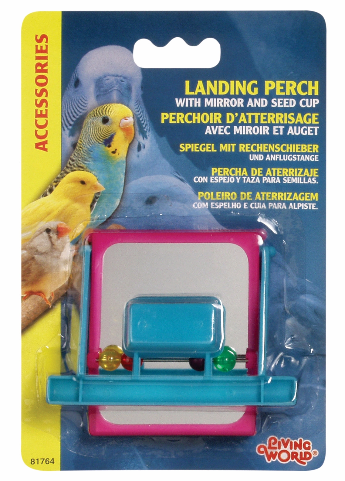 Living World - Mirror with Perch Beads and Feeders