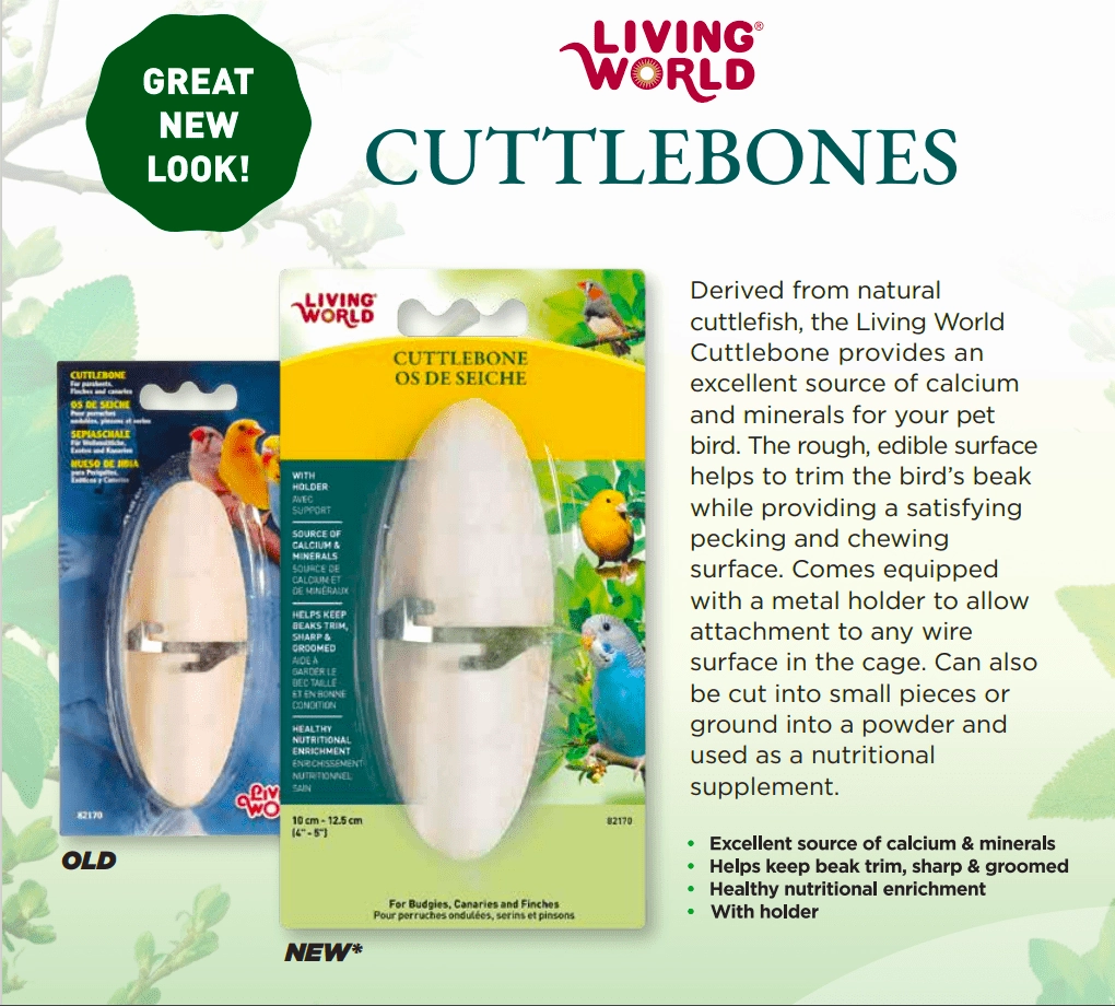 Living World Cuttlebone with Holder for Birds