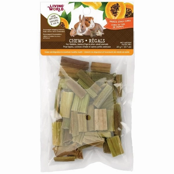 Living World Papaya Stalk Cubes Chews for Small Animals