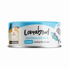 Loveabowl Cat Wet Food Tuna Ribbons & Salmon in Broth 70g