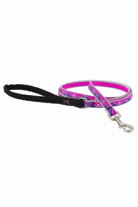 LupinePet Reflective Pink Paw 6 ft. Dog Leash