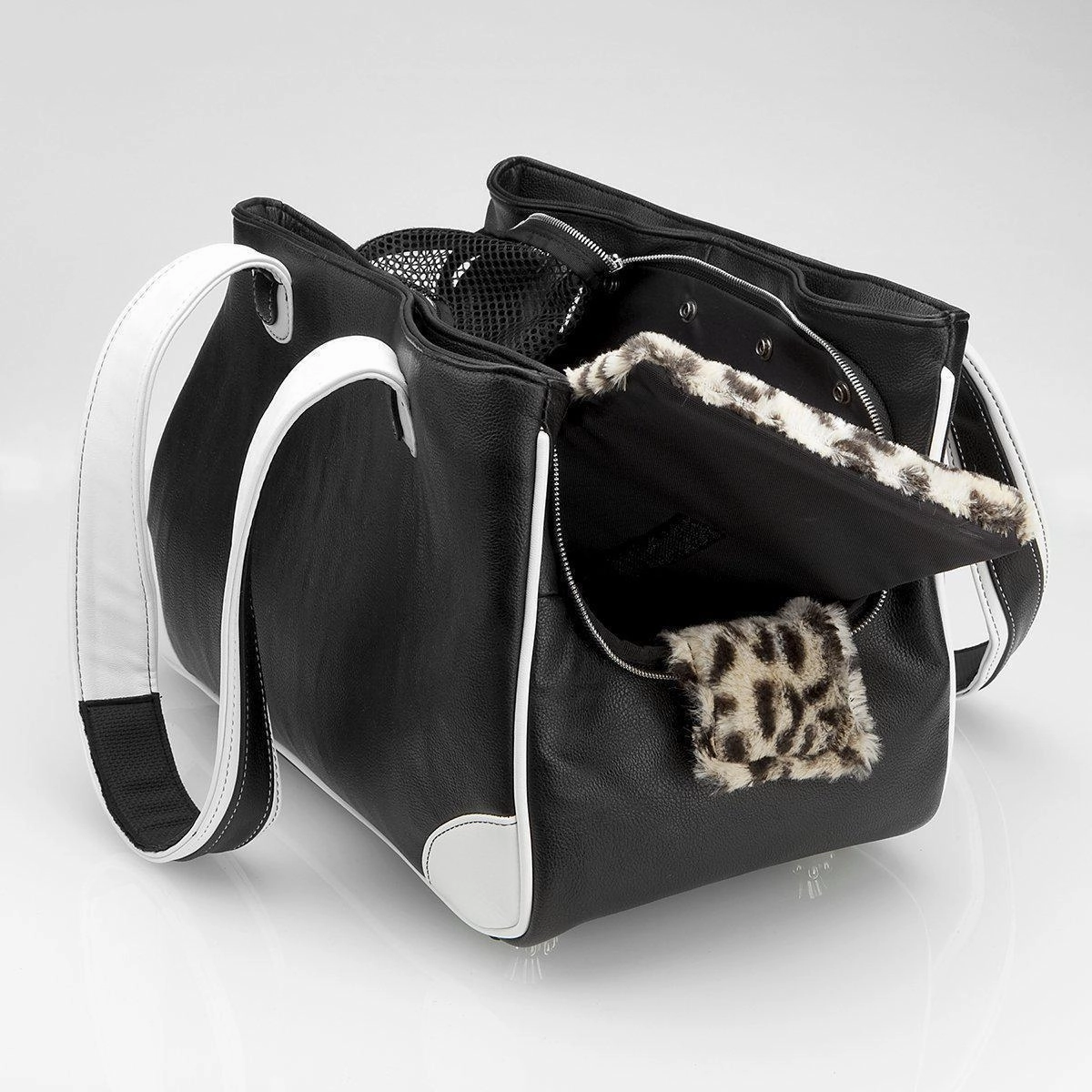 Majestic Maltese Rescue Me Tote Faux Leather Dog Carrier Black