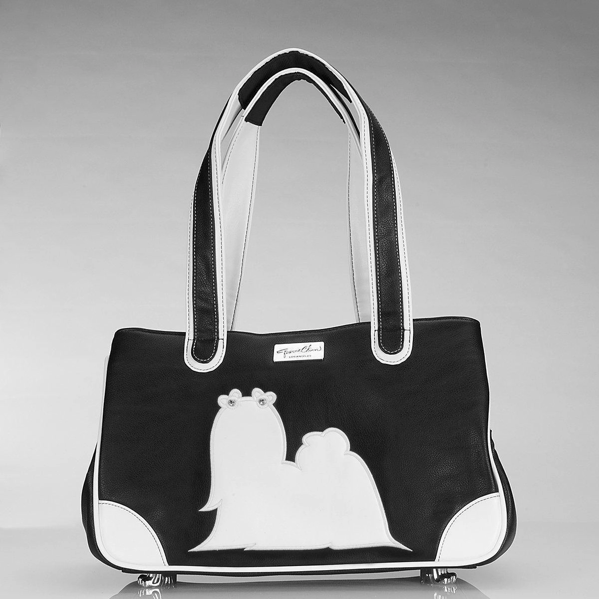 Majestic Maltese Rescue Me Tote Faux Leather Dog Carrier Black