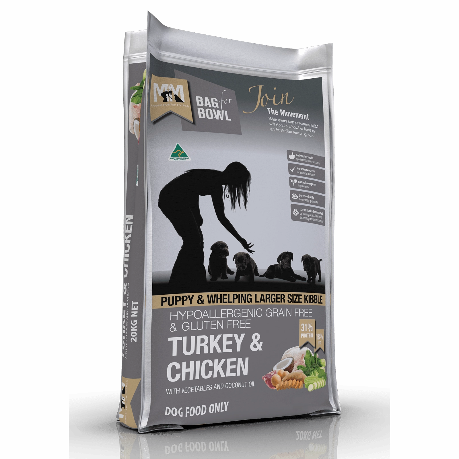 Meals For Mutts Grain Free Dog Food Puppy Large Kibble Turkey & Chicken