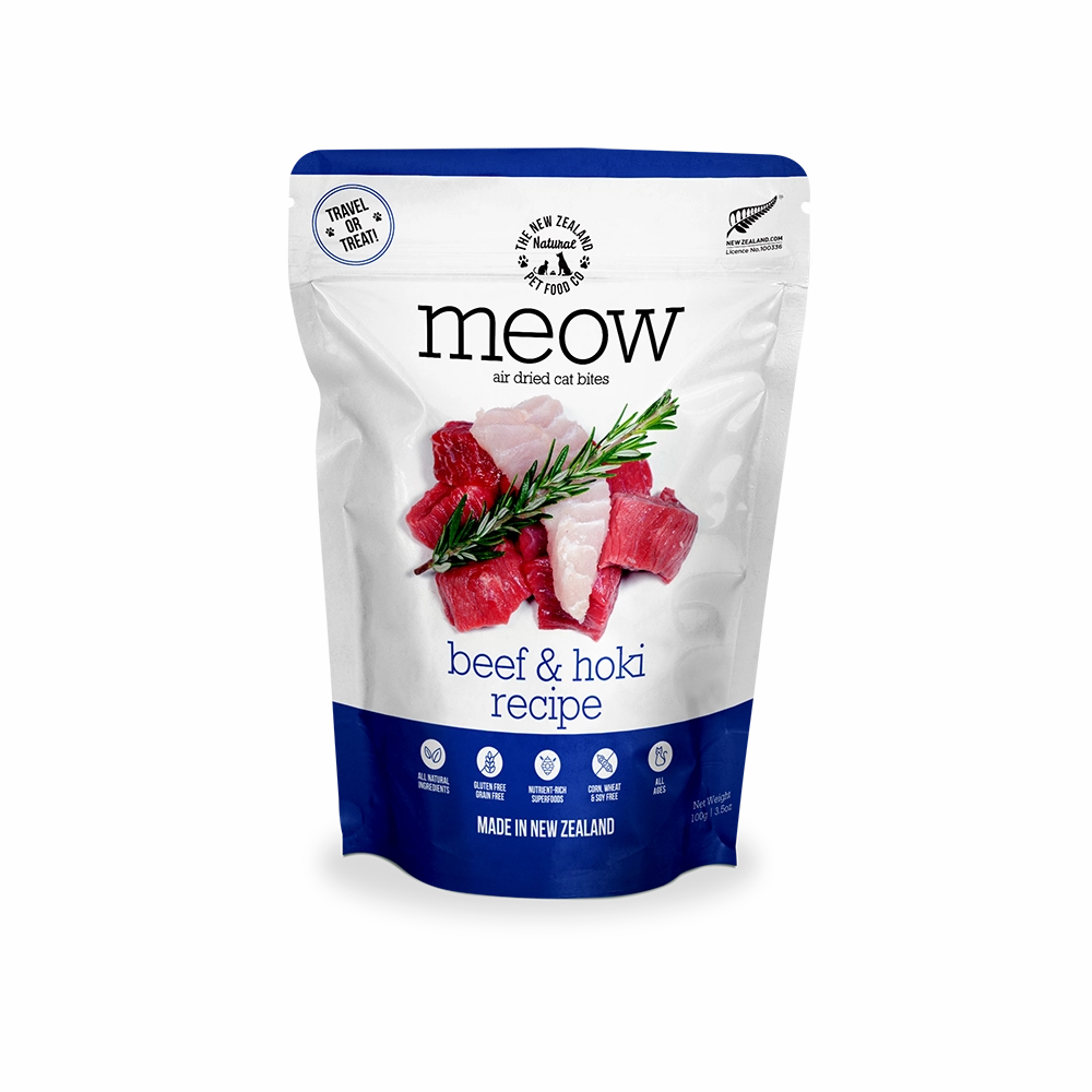Meow Air-Dried Cat Treats Beef & Hoki 100g