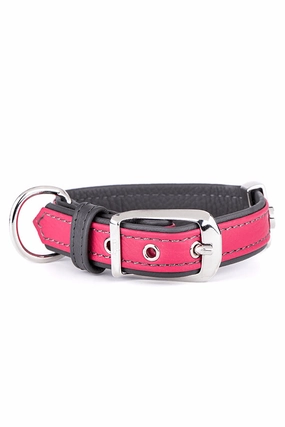 My Family Firenze Fuchsia Leather Dog Collar