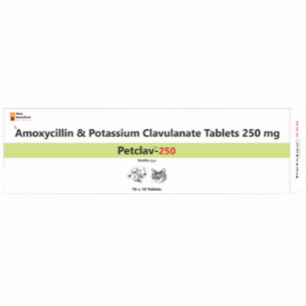 Neo Kumfurt Petclav 250mg (Amoxycillin) Tablet for Dogs & Cats (pack of 10 tablets)