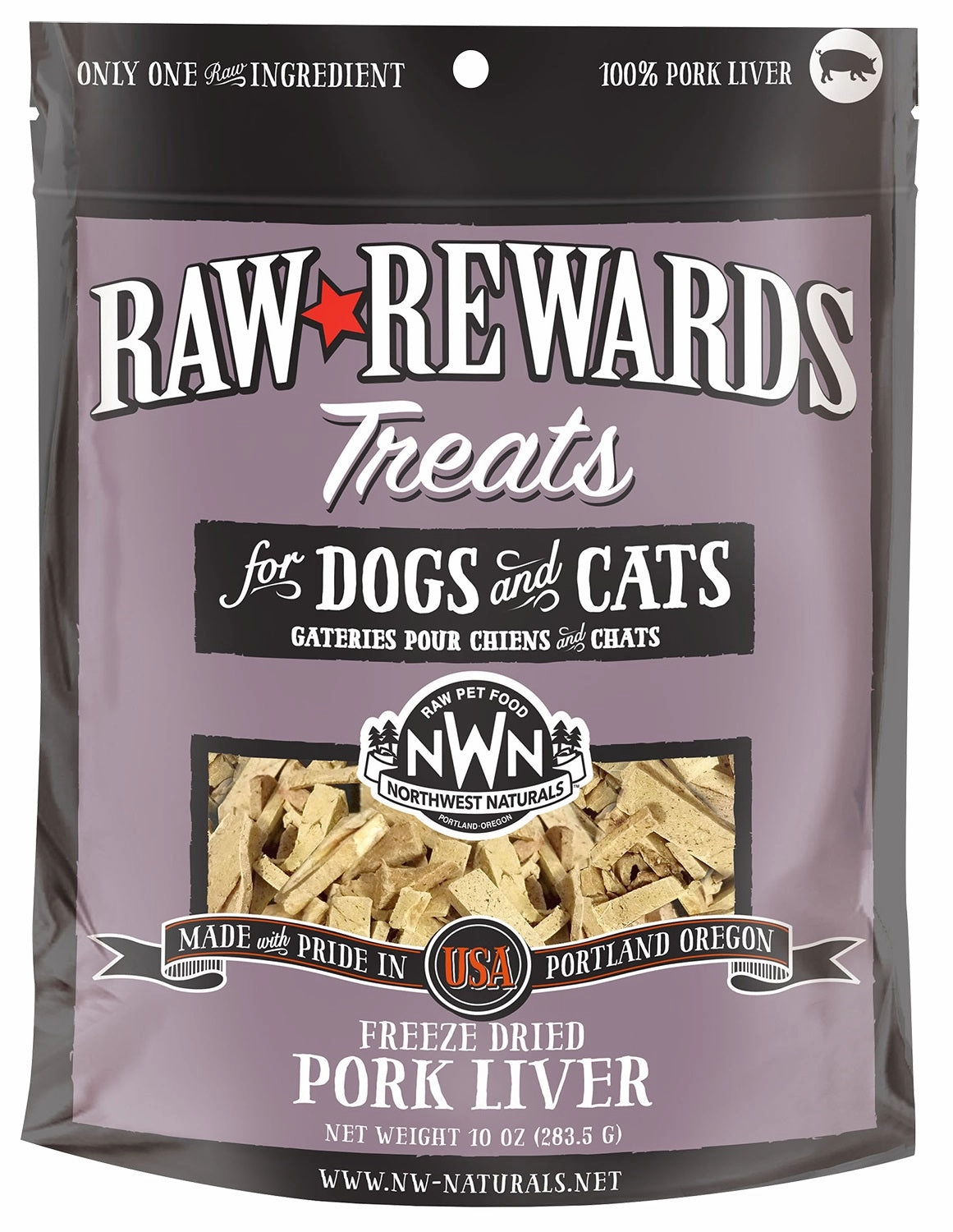 Northwest Naturals Dogs & Cats Raw Rewards Pork Liver Treats 10oz