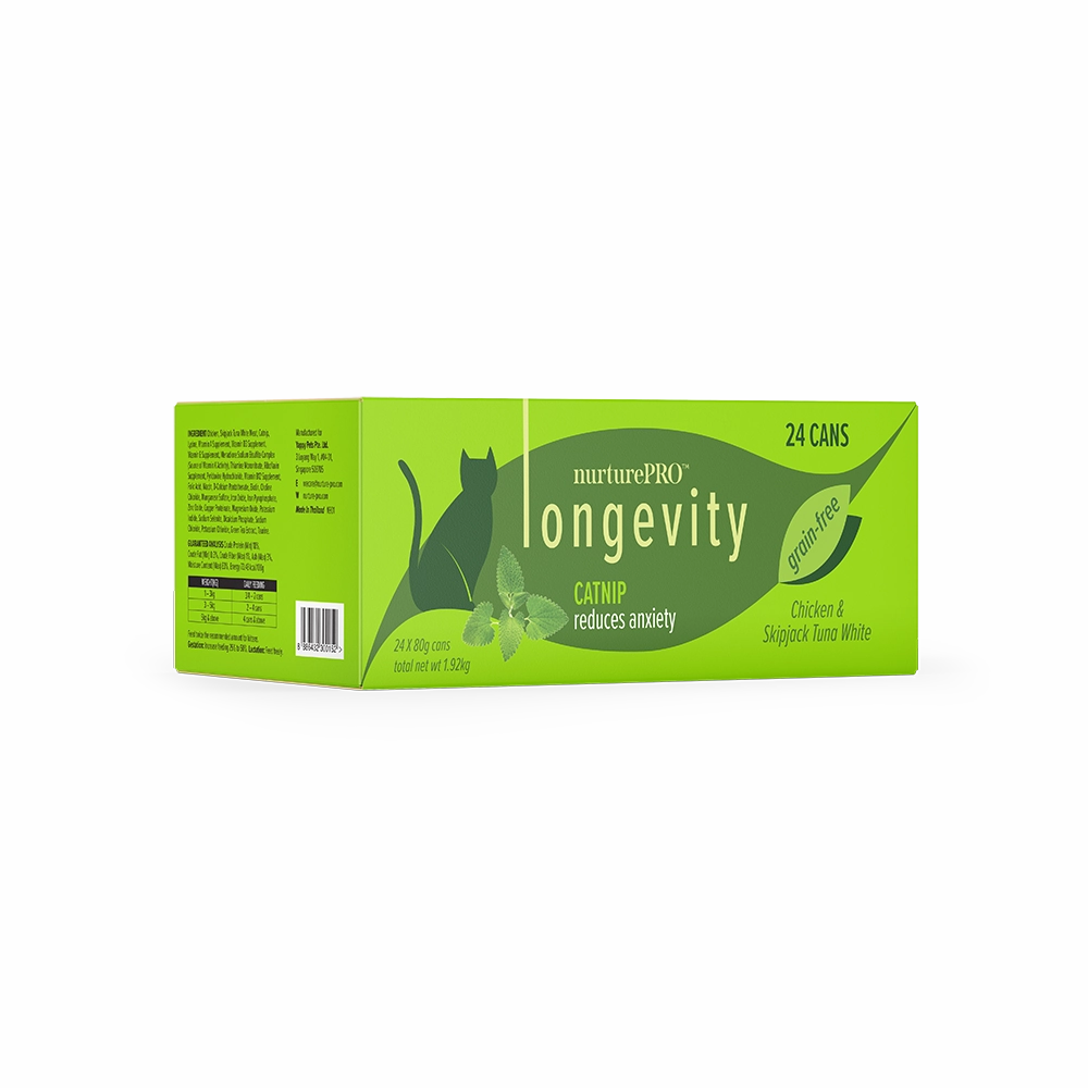 Nurture Pro Cat Longevity with Green Tea Essence GF Chicken & Skipjack Tuna White Meat Catnip 80g
