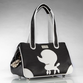 Pampered Poodle Rescue Me Tote Faux Leather Dog Carrier Black