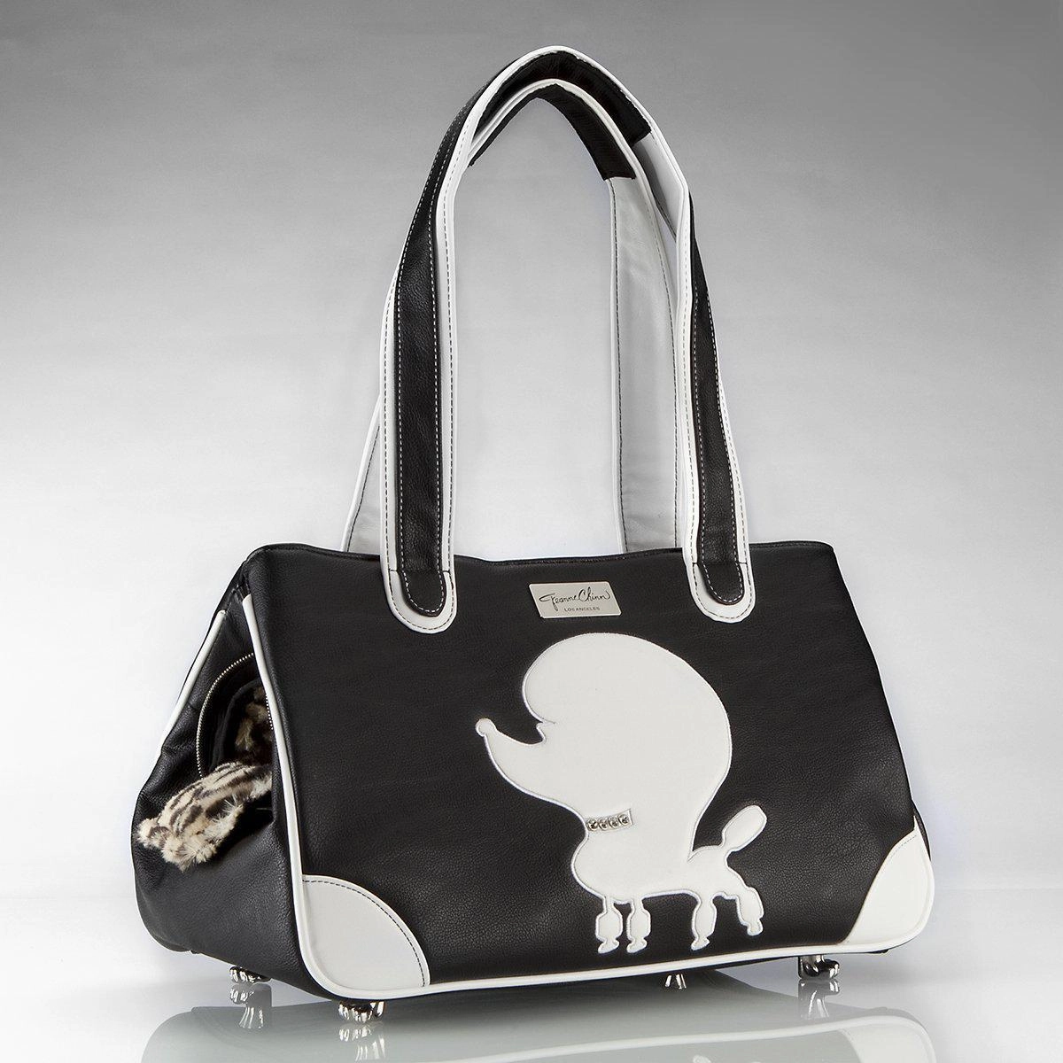 Pampered Poodle Rescue Me Tote Faux Leather Dog Carrier Black