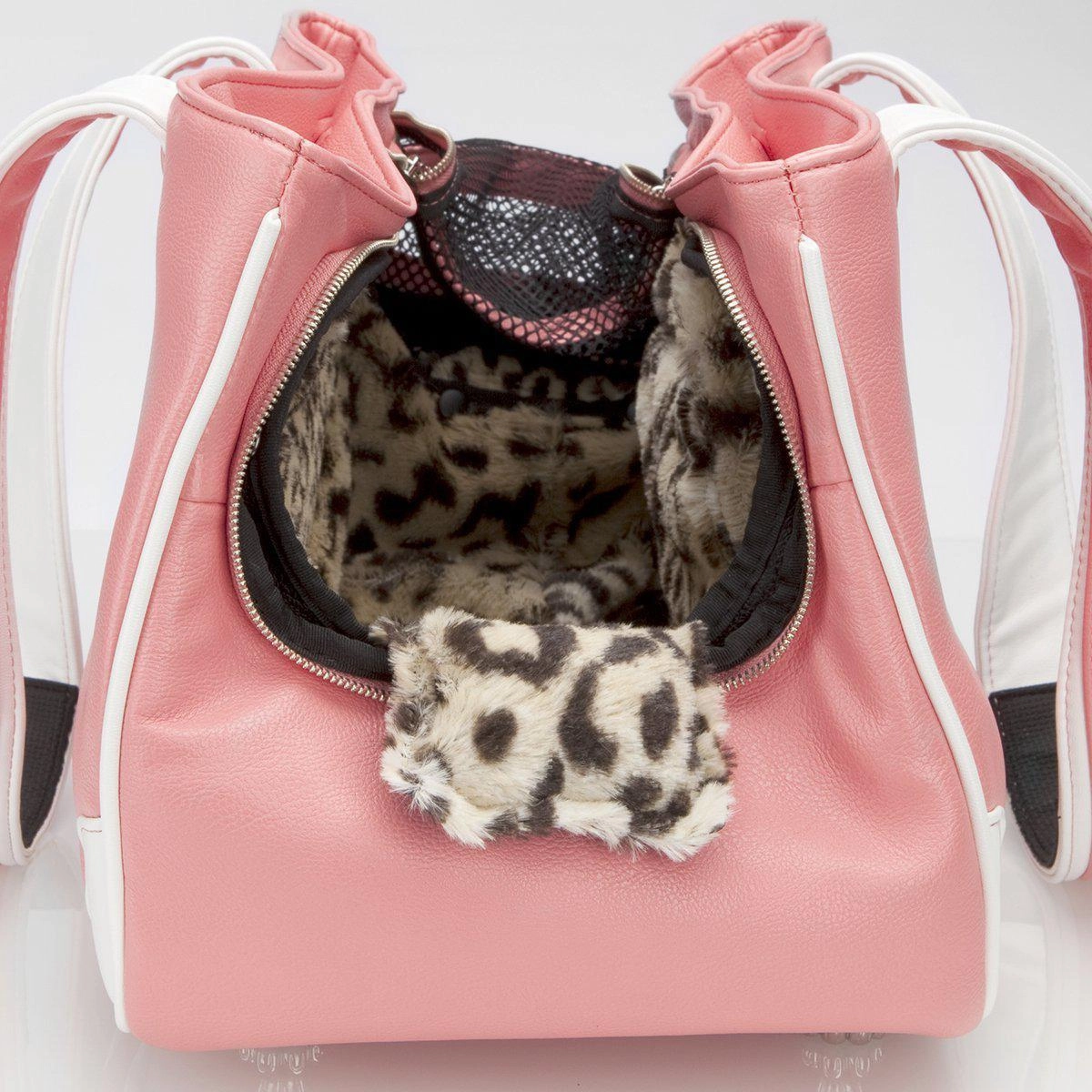 Pampered Poodle Rescue Me Tote Faux Leather Dog Carrier Pink