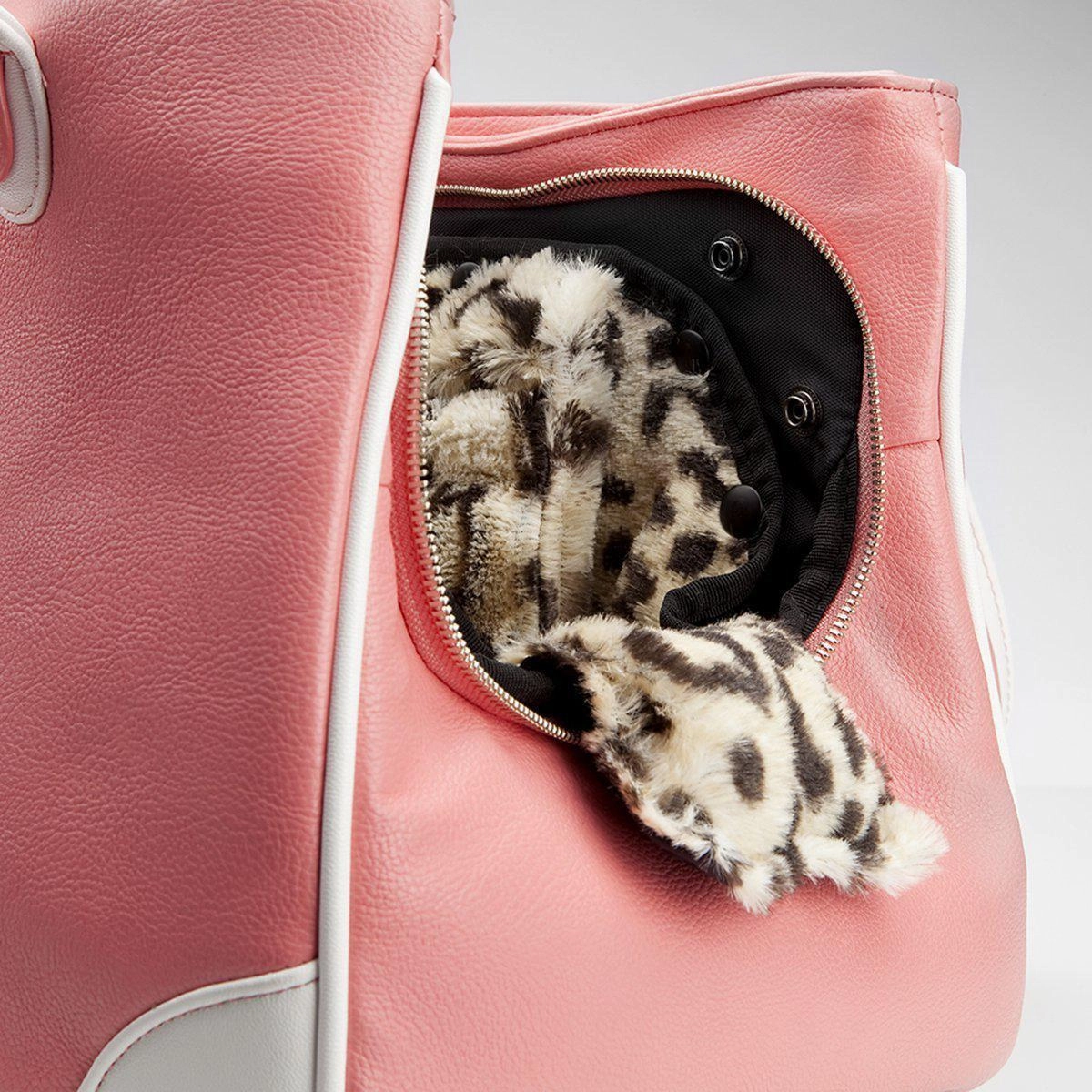 Pampered Poodle Rescue Me Tote Faux Leather Dog Carrier Pink