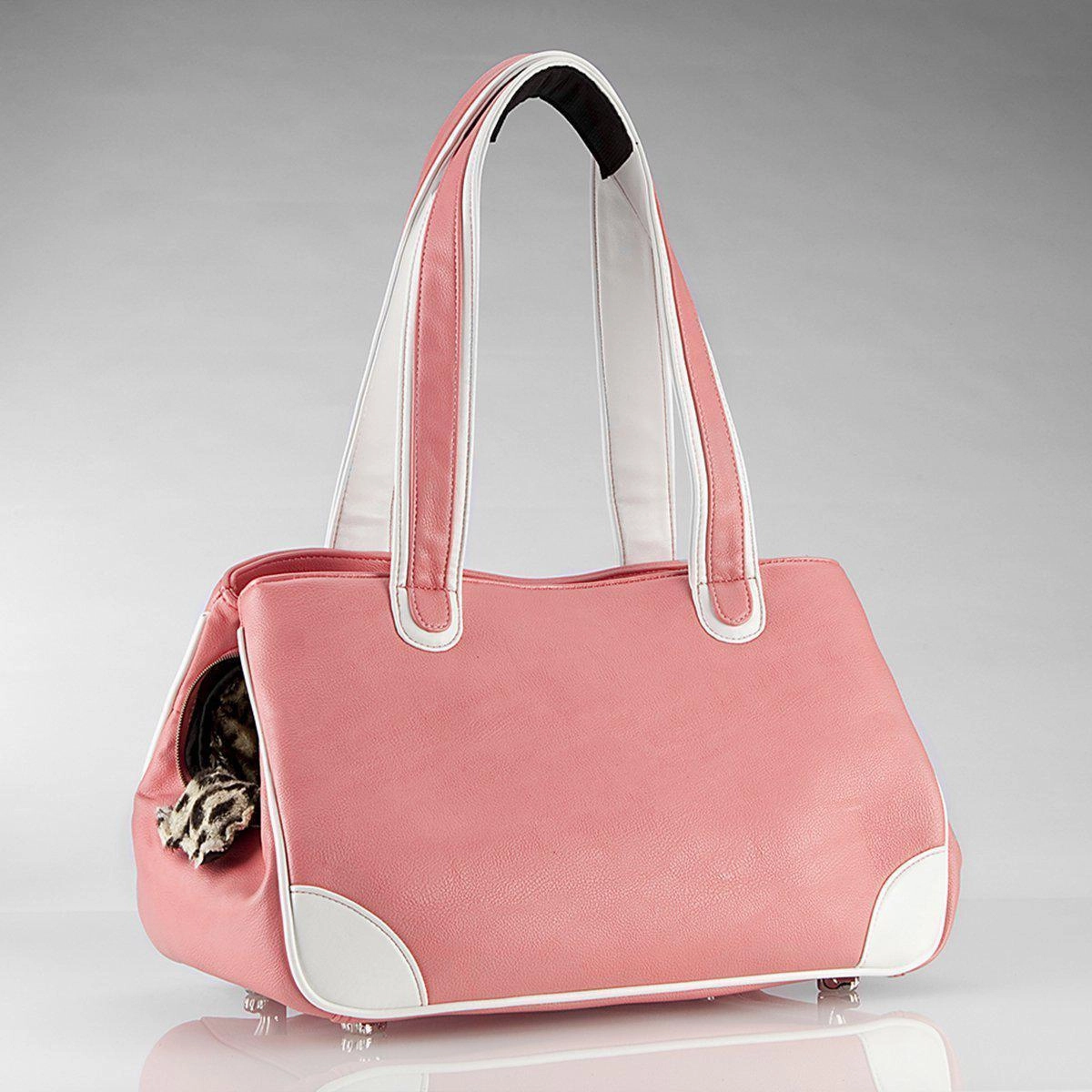Pampered Poodle Rescue Me Tote Faux Leather Dog Carrier Pink