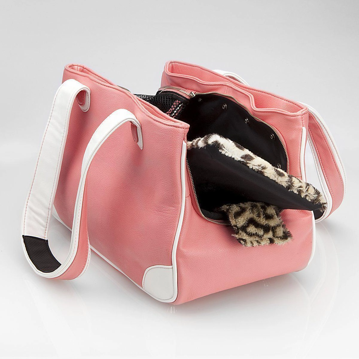 Pampered Poodle Rescue Me Tote Faux Leather Dog Carrier Pink