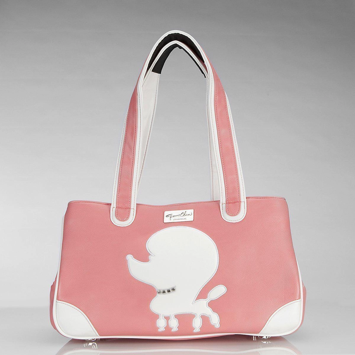 Pampered Poodle Rescue Me Tote Faux Leather Dog Carrier Pink