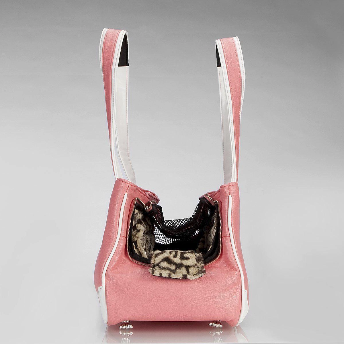 Pampered Poodle Rescue Me Tote Faux Leather Dog Carrier Pink