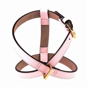 Plain Leather Dog Harness Light Pink
