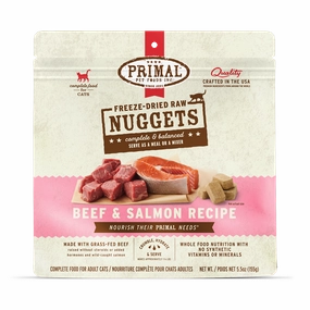 Primal Freeze Dried Nuggets Grain Free Beef & Salmon Formula Cat Food
