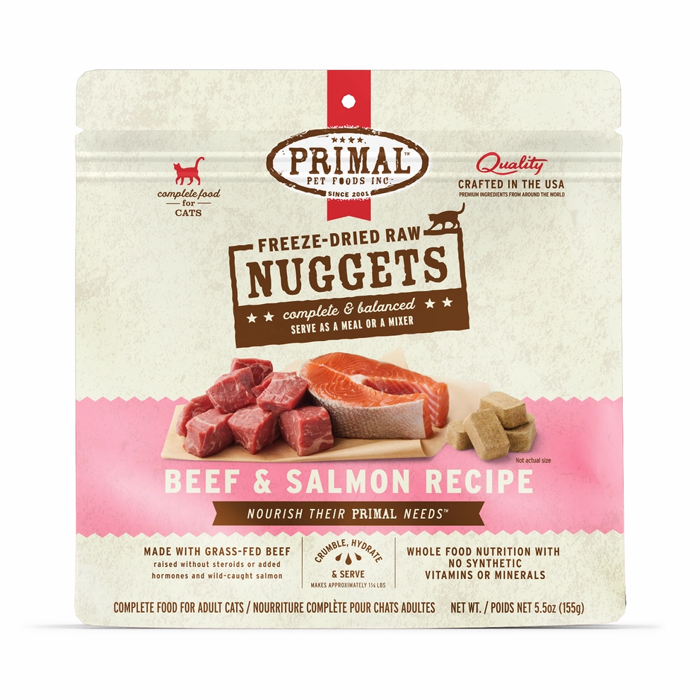 Primal Freeze Dried Nuggets Grain Free Beef & Salmon Formula Cat Food