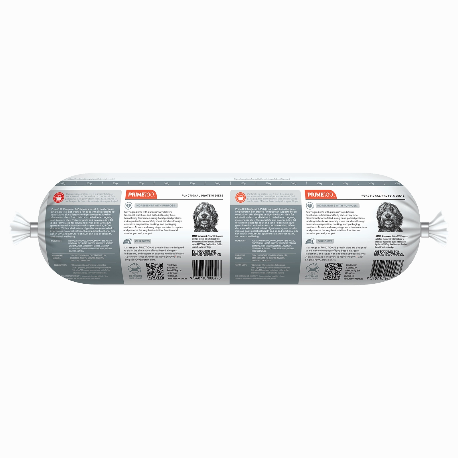 Prime100 Dog Food Roll SPD Kangaroo & Potato