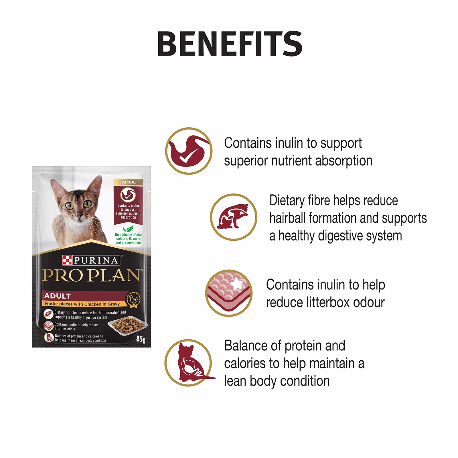 Pro Plan Cat Food Pouch Adult Chicken & Gravy