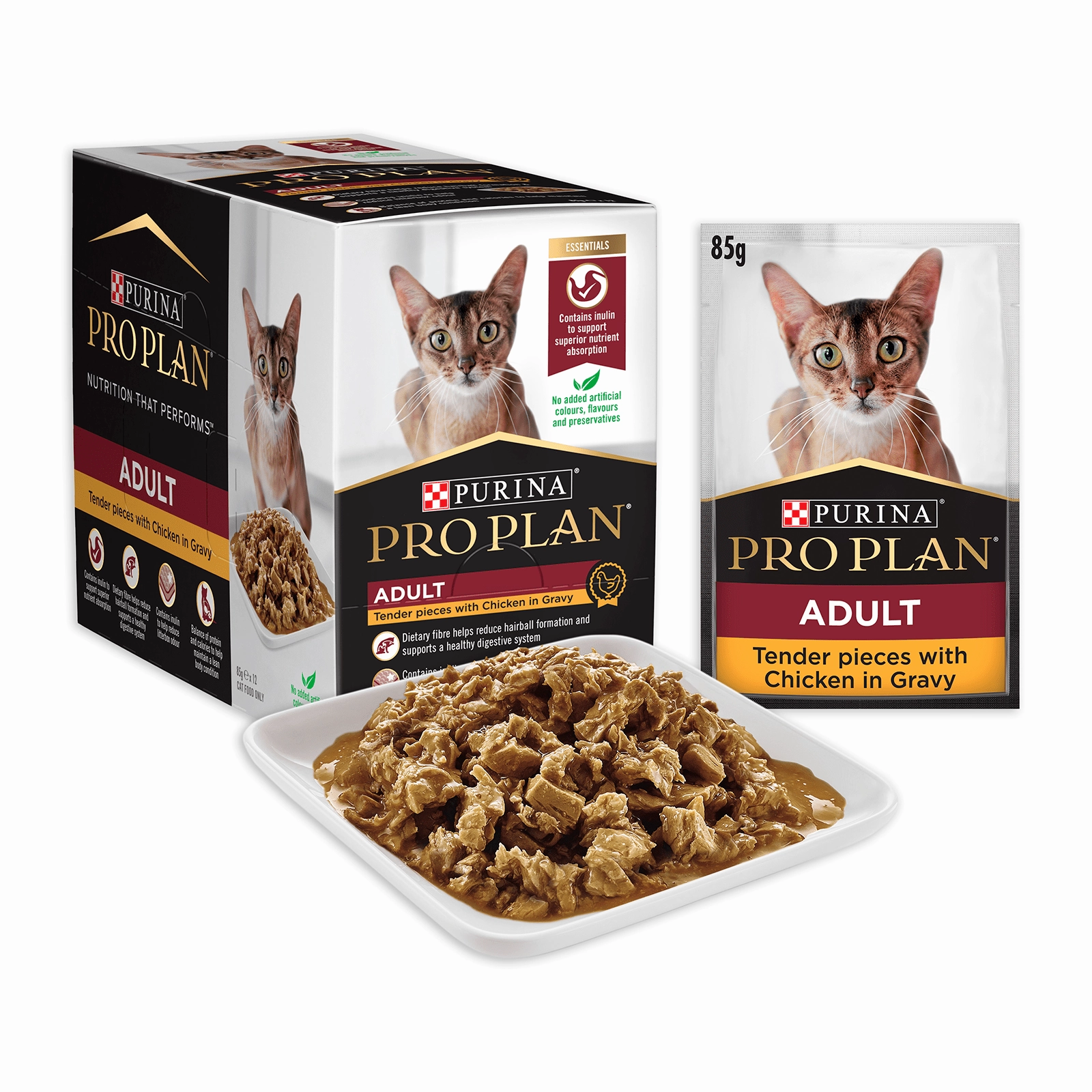 Pro Plan Cat Food Pouch Adult Chicken & Gravy