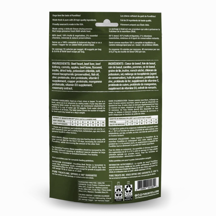 PureBites Freeze Dried Food Toppers For Dogs - Beef 85g