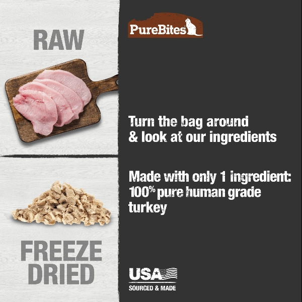PureBites Freeze Dried Turkey Cat Treat, 26g