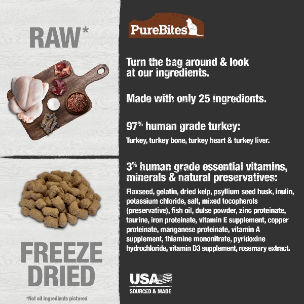 PureBites Freeze Dried Turkey Recipe Food Topper for Cats