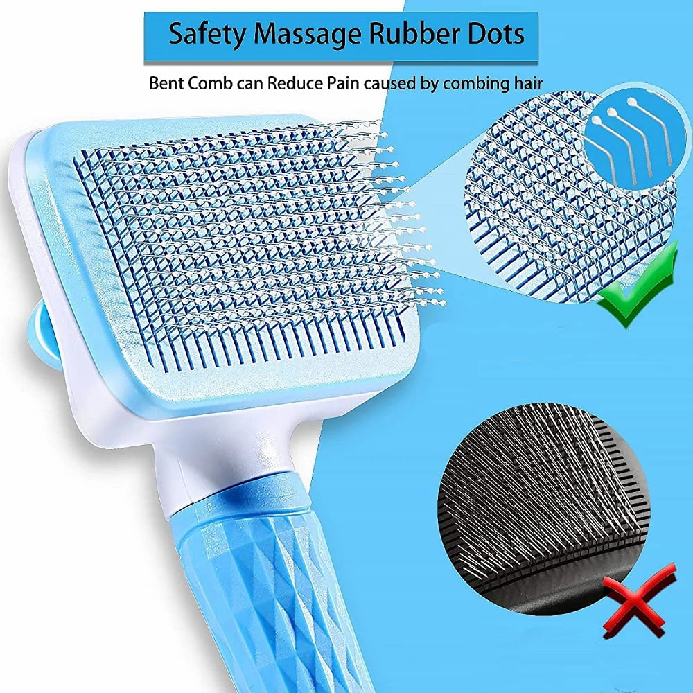 QPets Slicker Brush for Dogs and Cats (Blue)