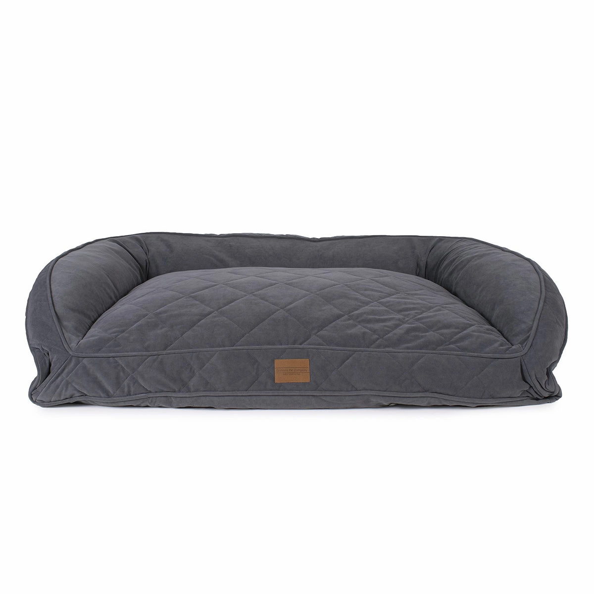 Quilted Microfiber Personalized Bolster Dog Bed Charcoal