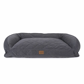 Quilted Microfiber Personalized Bolster Dog Bed Charcoal