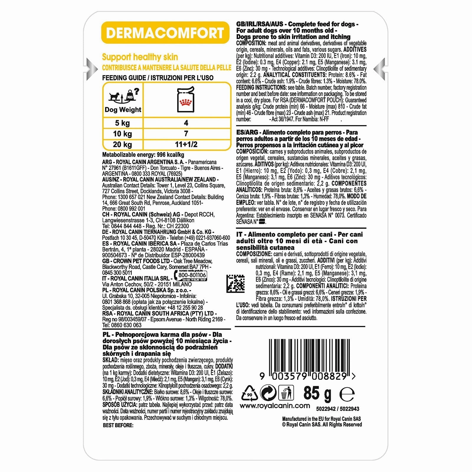 Royal Canin Dog Food Pouch Dermacomfort