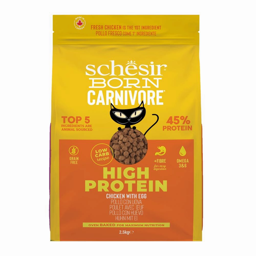 Schesir Cat Born Carnivore Baked Dry Recipe Chicken with Egg 2.5kg