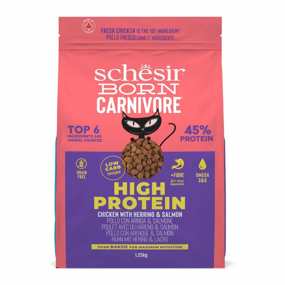 Schesir Cat Born Carnivore Baked Dry Recipe Chicken with Herring & Salmon 1.25kg