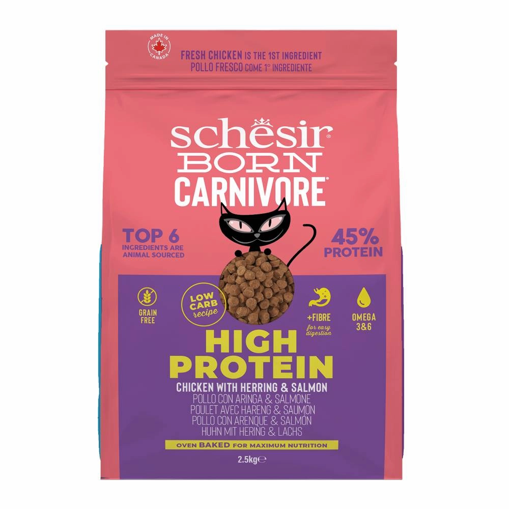 Schesir Cat Born Carnivore Baked Dry Recipe Chicken with Herring & Salmon 2.5kg