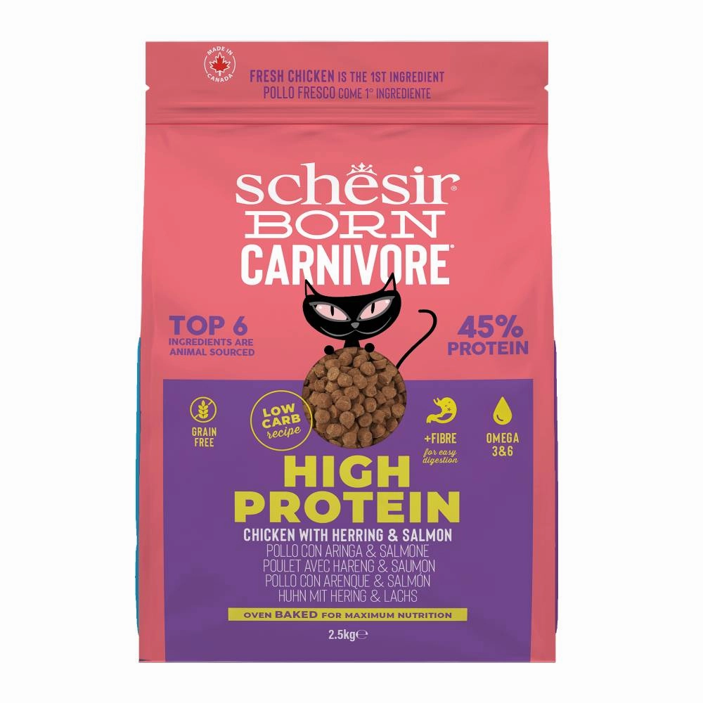 Schesir Cat Born Carnivore Baked Dry Recipe Chicken with Herring & Salmon 2.5kg