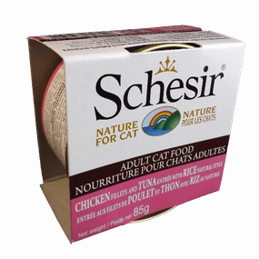 Schesir Chicken Fillets & Tuna Entre with Rice Natural Style Adult Wet Cat Food
