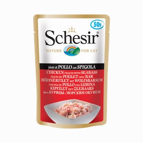 Schesir Nature Pouch Chicken Fillets with Seabass for Cats 50g