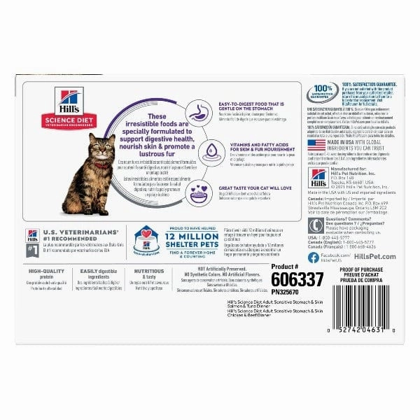 Science Diet Adult Sensitive Stomach & Skin Cat Food Pouch Variety Pack