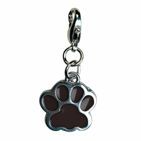 Shiny Black Paw Print Enamel Dog Collar Charm
