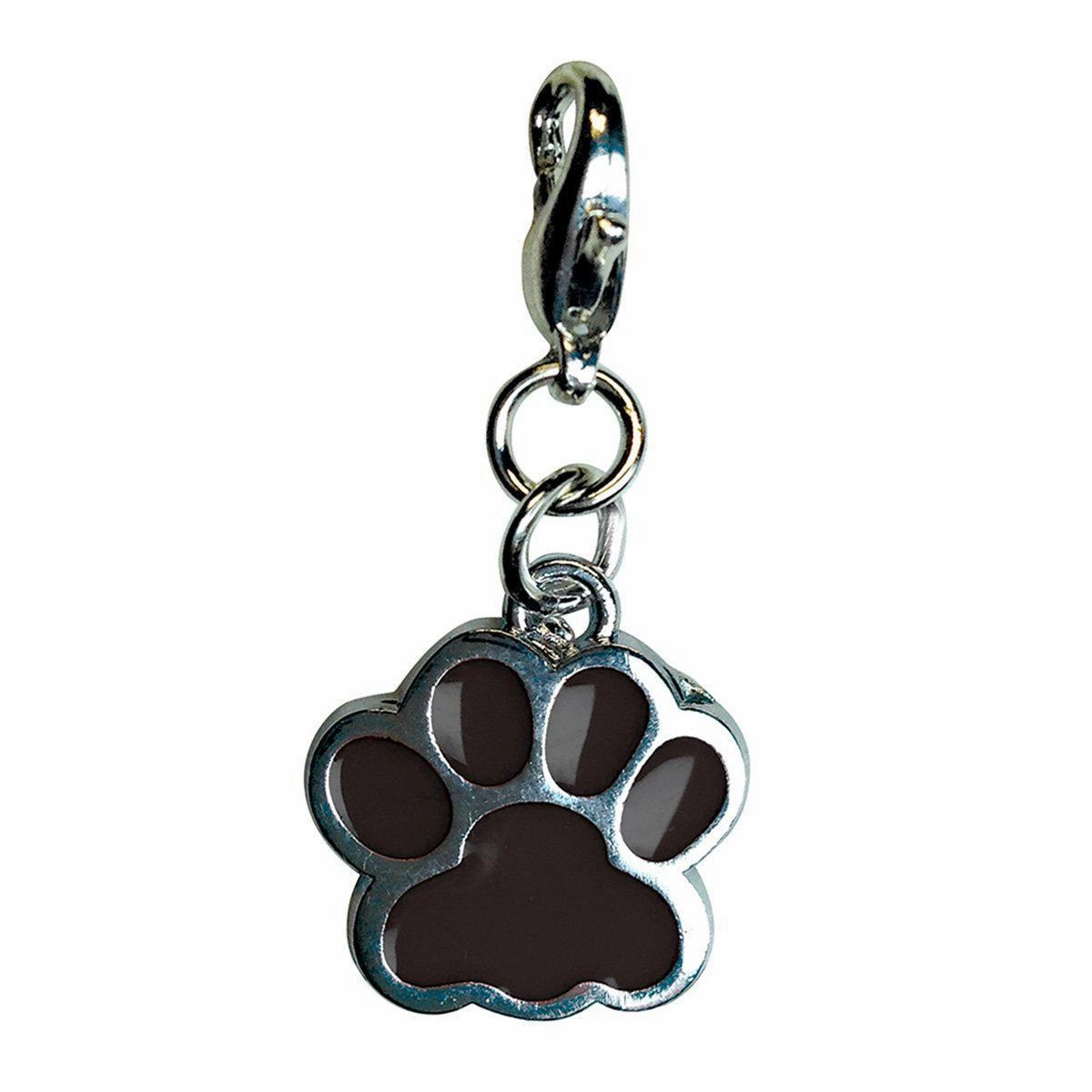 Shiny Black Paw Print Enamel Dog Collar Charm