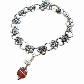 Silver Flowers Hand Woven Chain Dog Collar